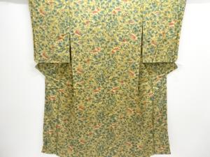 アンティーク　紋錦紗花唐草模様着物